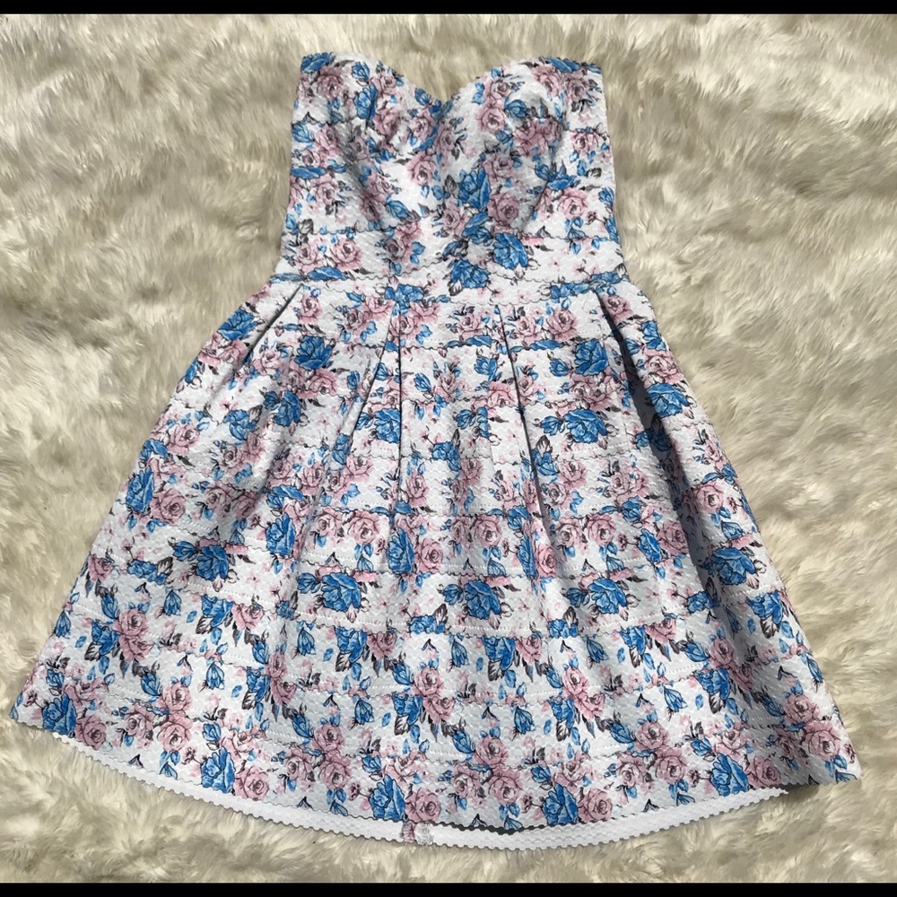Strapless Floral Party Dress